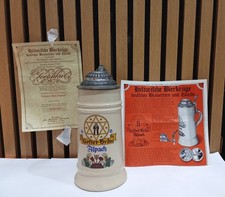 Historischer Bierkrug Kloster-Br&auml;u Aspach Zertifikat Dr. Wolfgang.A.Lang
