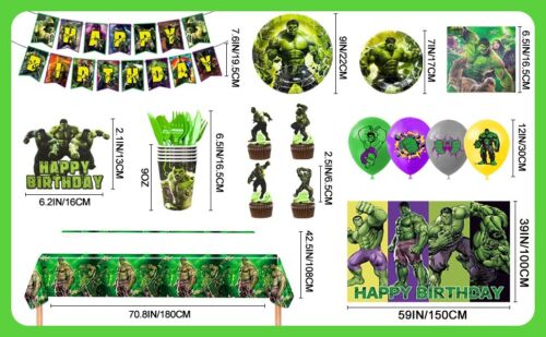 Hulk Geburtstagsdeko, Hulk Party Dekoration&Superhero Gebutstag Geschirr Set - Bild 10 von 10