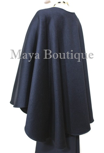 Luxurious Black Cape Ruana Wrap Coat Cashmere Camel hair Blend by Maya Matazaro - Picture 4 of 9