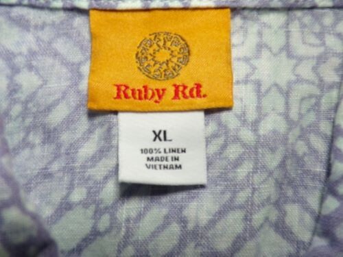 Ruby Rd Damen 3/4 Arm Knopfleiste 100% Leinen Sakko XL Mehrfarbig Waschbar - Bild 6 von 6