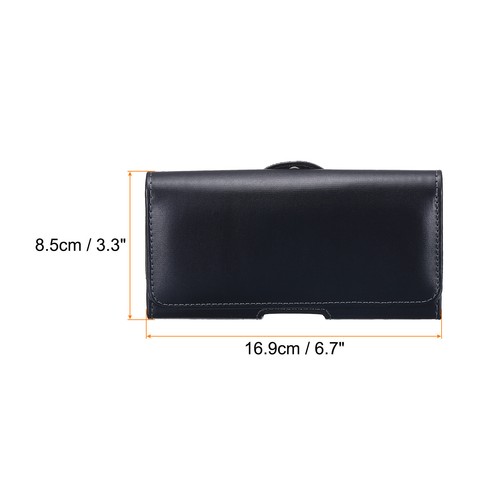 Phone Belt Holder for 6.3-6.5" Phone Horizontal Leather Black 6.7"x3.3"x0.5" - Zdjęcie 2 z 7