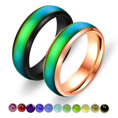 Anillo de compromiso con anillos de humor que cambian de color, talla 7