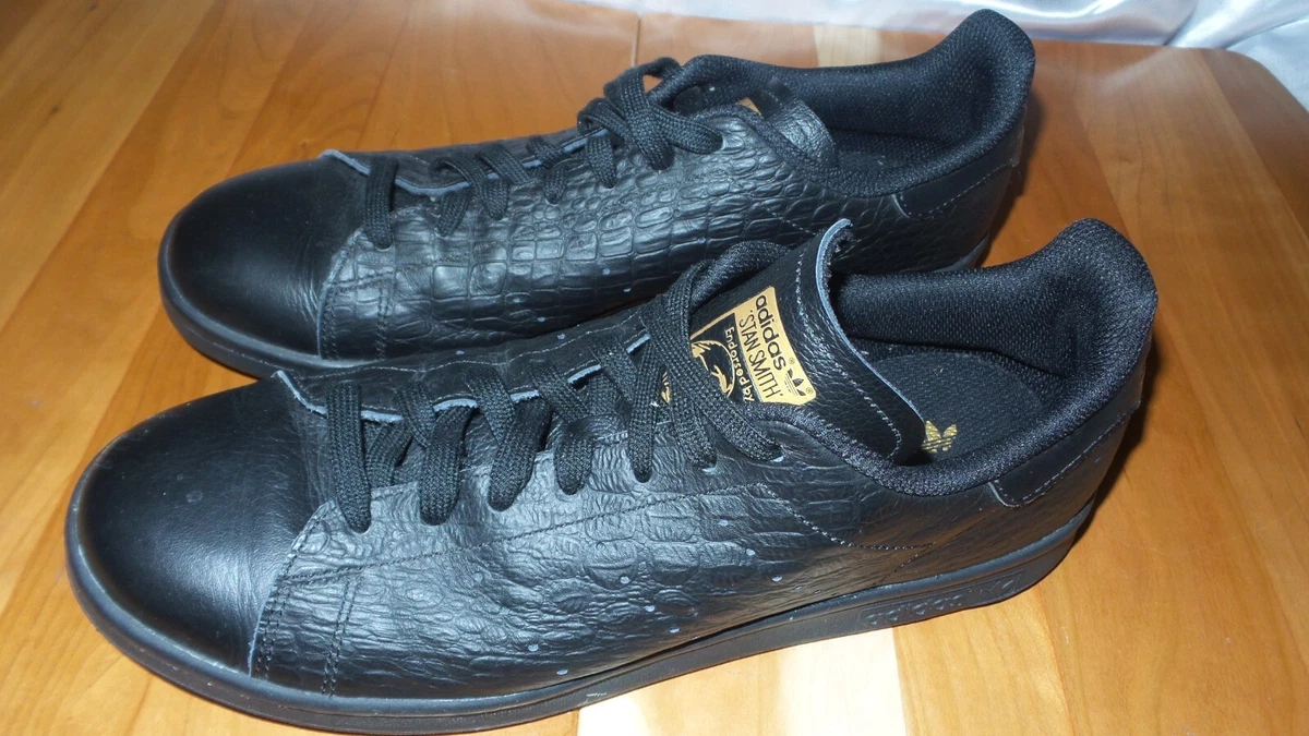 Neerwaarts fusie Iedereen adidas Stan Smith AQ2726 Black Croc Embossed mens Sneakers Sz US 9.5  Excellent | eBay