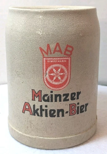 Vintage 1985 Gerz Ironstone Beer Mug Germany .5 Liter Stein Mainzer Aktien Bier