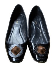 KATE SPADE SZ 9 BLACK PATENT LEATHER FLATS MADE IN ITALY SOME USAGE WEAR COMFY