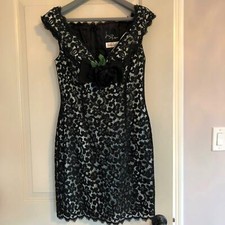 JENNY PACKHAM Black Lace Off Shoulder Cocktail Dress SZ 12 EUC