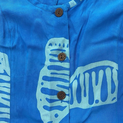 PINEAPPLE PASSION Maxi Dress Womens M Blue Button Up Hawaiian Beach Vacation - Picture 11 of 12