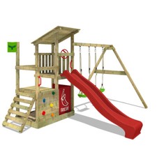 Wooden climbing frame FATMOOSE FruityForest - with red slide and sandpit