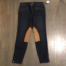 Lauren Ralph Lauren Denim Riding Breeches Dark Blue Calf Patch Women  s Size 8