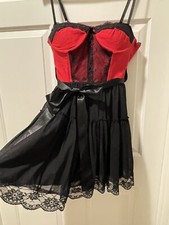 Gothic 2010’s Full Mini Dress Forever 21 Red Black Sz Large Lace No Tag Flaw