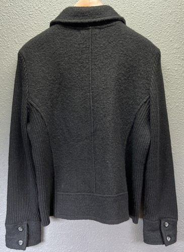 Mercer & Madison Ribbed Cardigan button up Heavy 100% Wool Black Women’s Size XL - Picture 7 of 7
