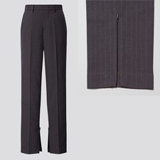 UNIQLO +J Wool Blend Slim Fit Striped Trousers Pants in Gray Size 6