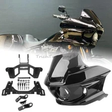 Black Front Headlight Fairing Windshield Kit For Harley Low Rider Softail FXRST