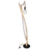 Stehlampe Wohnzimmerleuchte Stehleuchte Holz Braun Hanfseil E27 H 150 Cm