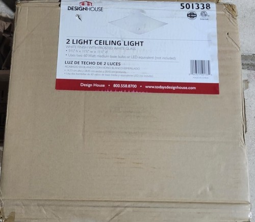 2-Light White Ceiling Light by Design House - Bild 4 von 4