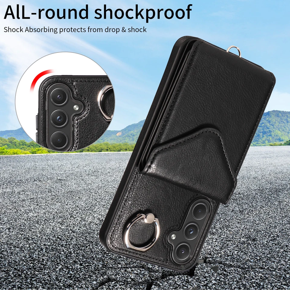 Funda tipo billetera con cordón para teléfono Samsung Galaxy A72 A52 A25 A32 A22 A04 Foto 4 de 4