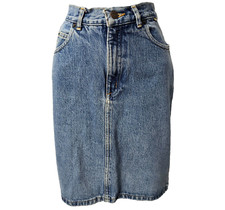 Vintage Jean Denim Mini Skirt 5 25 High Rise Pencil Stone Wash USA 80s Esprit