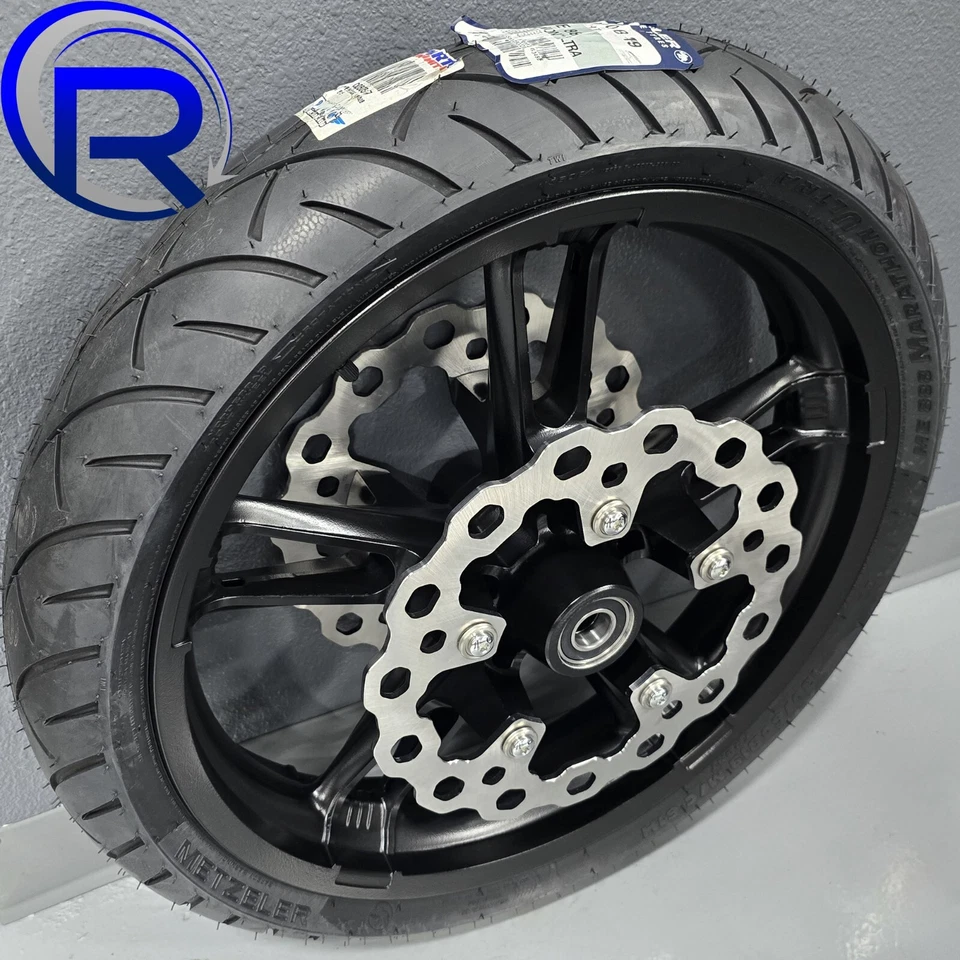 Harley Enforcer 19" despegue rueda negra satinada neumáticos rotores Galfer 08+ excavadora Foto 2 de 2