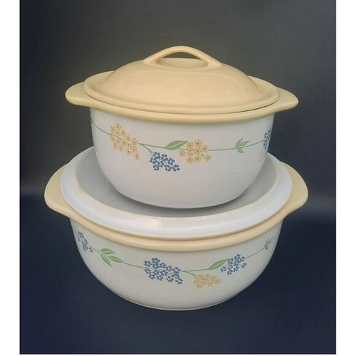 Corelle Coordinates Stoneware 2.5 qt & 1.5 qt Covered Baker Yellow Blue Floral