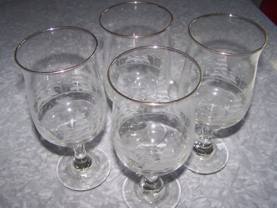 Vintage Arby's Libbey Frosted Glasses Winter Scene Wine Goblets Gold ...