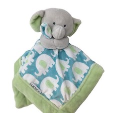 Carters Gray Elephant Hugger Blue Green Lovey Security Blanket Plush Toy Comfort