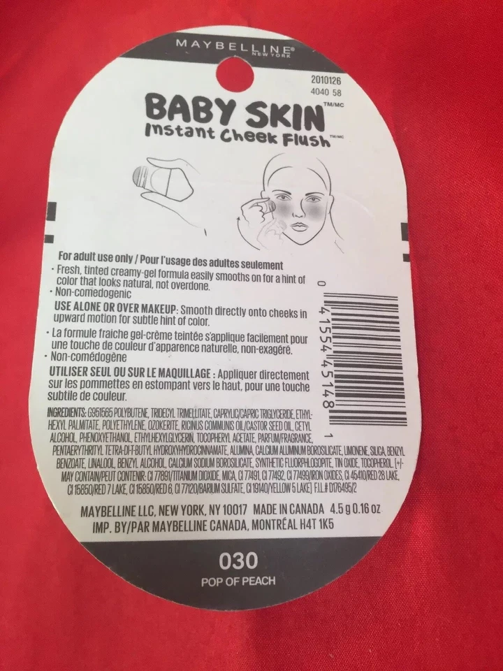 Maybelline Baby Skin Instantáneo Cheek Flush #30 Pop of Peach Nuevo ~ ENVÍO COMBINADO ~ Foto 2 de 2