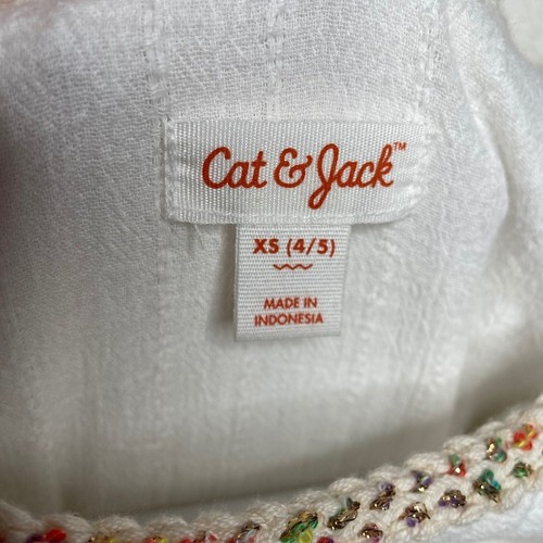 Cat & Jack Boho Poncho Sweater Lightweight Pink Fringe Metallic Trim Size 4/5 - Picture 6 of 6