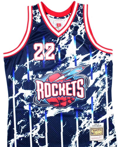 Clyde Drexler Signed Rockets Mitchell & Ness Hardwood Swingman Jersey- JSA W - Picture 3 of 6