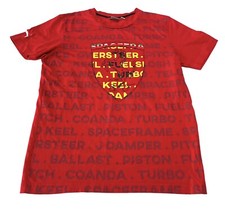 Puma Race Ferrari Scuderia All Over Logo Graphic T-Shirt Red Mens Size Medium