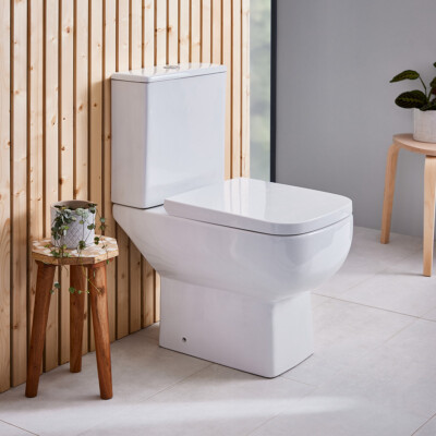 Kompakt 605 mm Kupplung WC spülrandlos Spülkasten Softclose Sitz weiß KERAMIK-CISTE