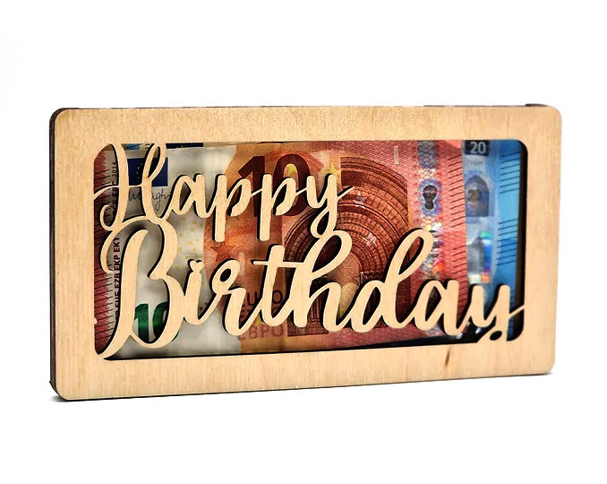 Geldgeschenk Verpackung personalisierbar - aus 100% Holz