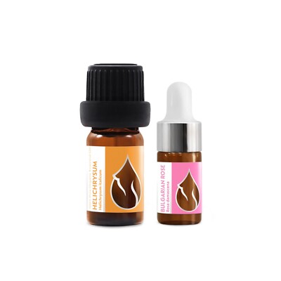 Set Luxury Organic Essential Oils - Helichrysum | Rose | 100% Pure and Natural