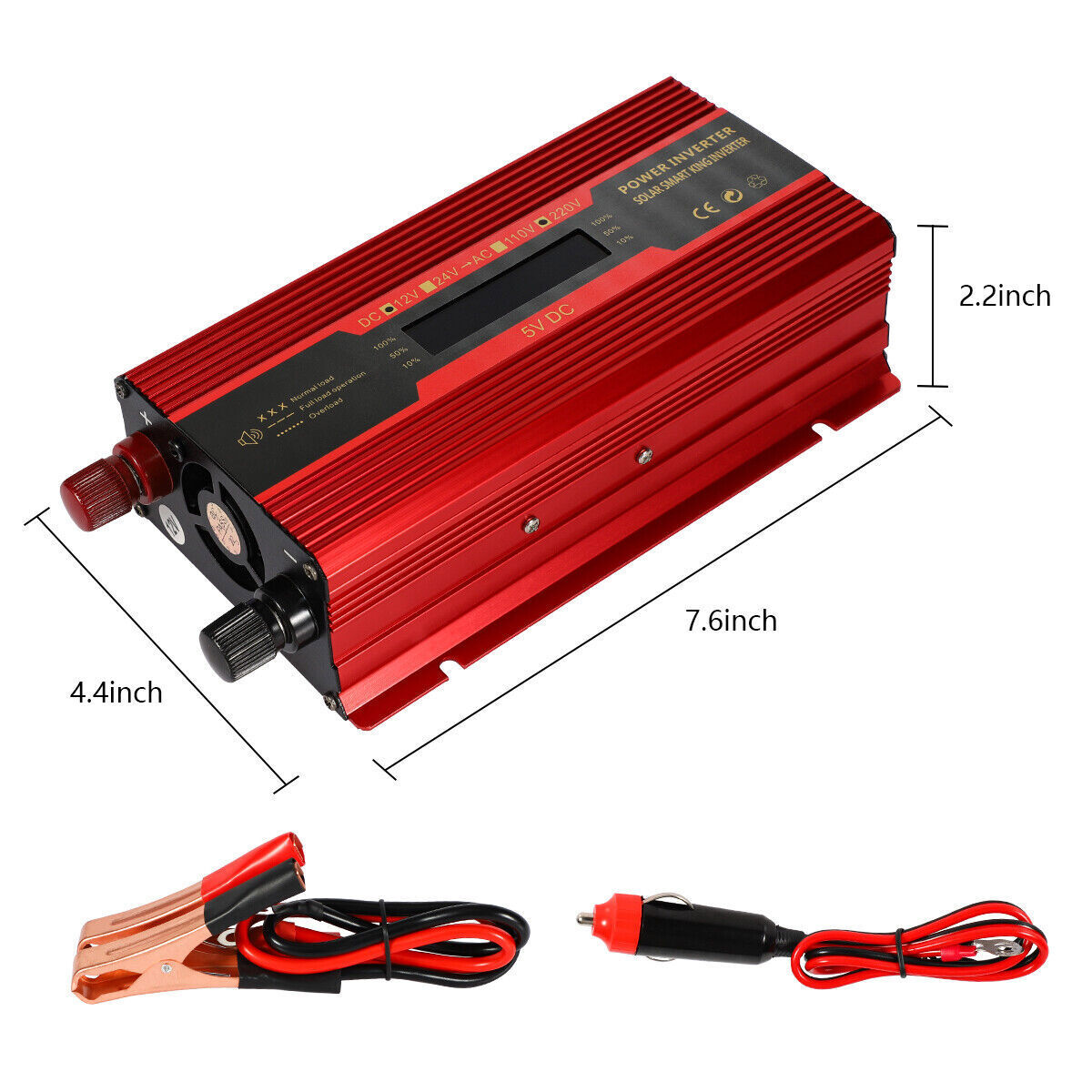 6000W Car Converter Power Inverter DC 12V To AC 220V Invertor 2USB UK