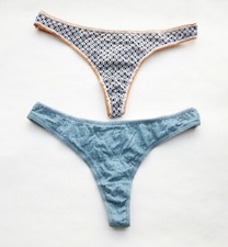 Paquete de 2 Tanga Mujer Algodón Geométrico T-back Ropa Interior Hipster Tanga Bragas 2XS