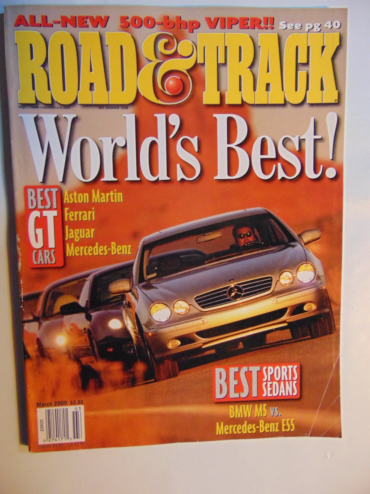 Road & Track Magazine March 2000 Best GT Cars
