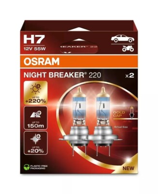 2X OSRAM H7 477 NIGHT BREAKER 220 HEADLIGHT BULB 220% MORE LIGHT