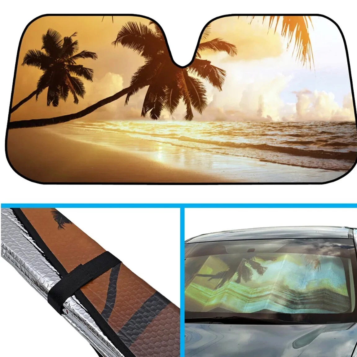 ⭐️⭐️⭐️⭐️⭐️ Large 57x27 Sunset Car Windshield Popups Sunshade For Toyota