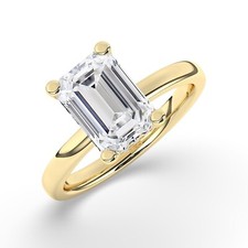 18K Yellow Gold 3.00 ctw Lab-Grown Diamond Emerald Cut Solitaire Engagement Ring