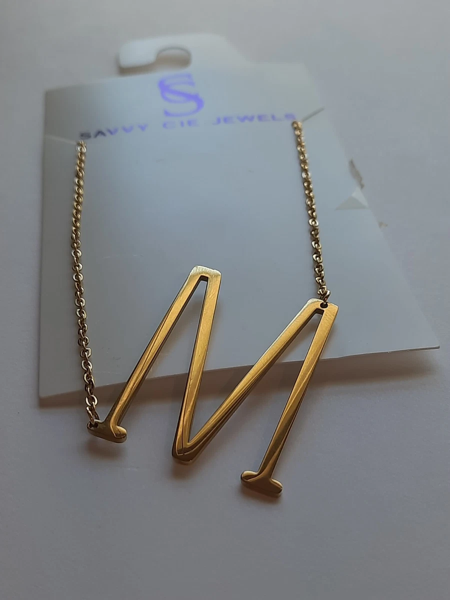 Savvy Cie Jewels Gold Plated Script Initial Pendant Necklace