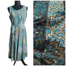 PerSeption Concept Women's Colorful Sleeveless Belted A-Line Dress Sz M