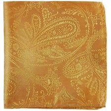 New men's polyester paisley gold hankie pocket square formal wedding prom party