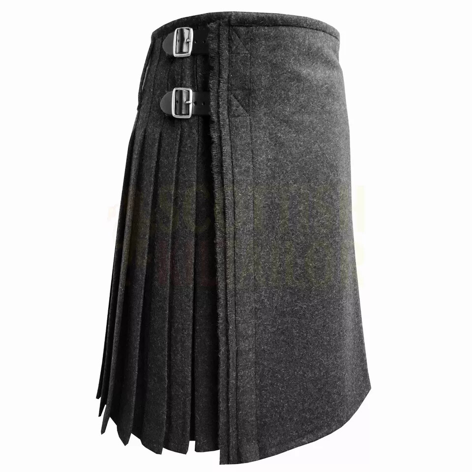 Scottish Handmade Traditional 100percent Dark Gray Wool kilt Custom Size kilts For Men image 5