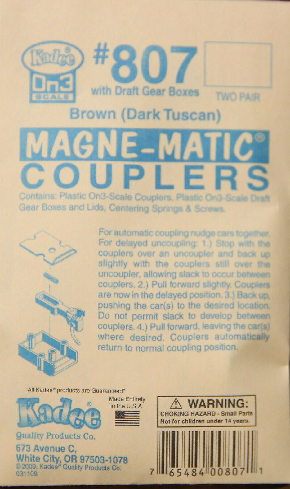 Kadee 807 (On3 Scale)On3 Coupler w/Draft Gear Box Boxcar Red 2
