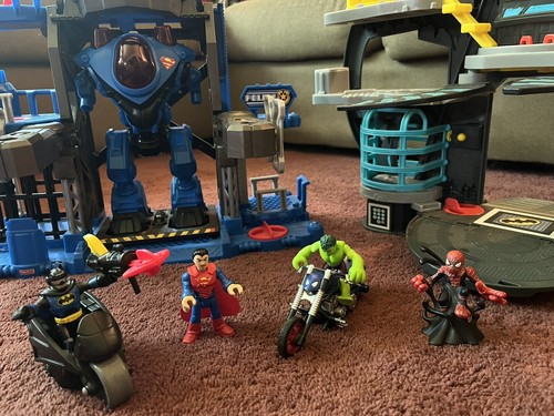 IMAGINEXT 2 SETS! Batman & Superman Robot Police Headquarters & Batcycle Batcave - Picture 3 of 24