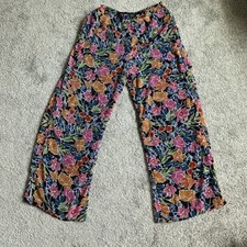 Lulus Flourishing Beauty Black Floral Wide-Leg Pants Lined Size M