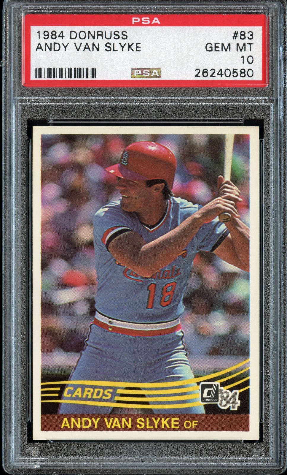 1984 DONRUSS #83 ANDY VAN SLYKE RC PSA 10 GEM MT