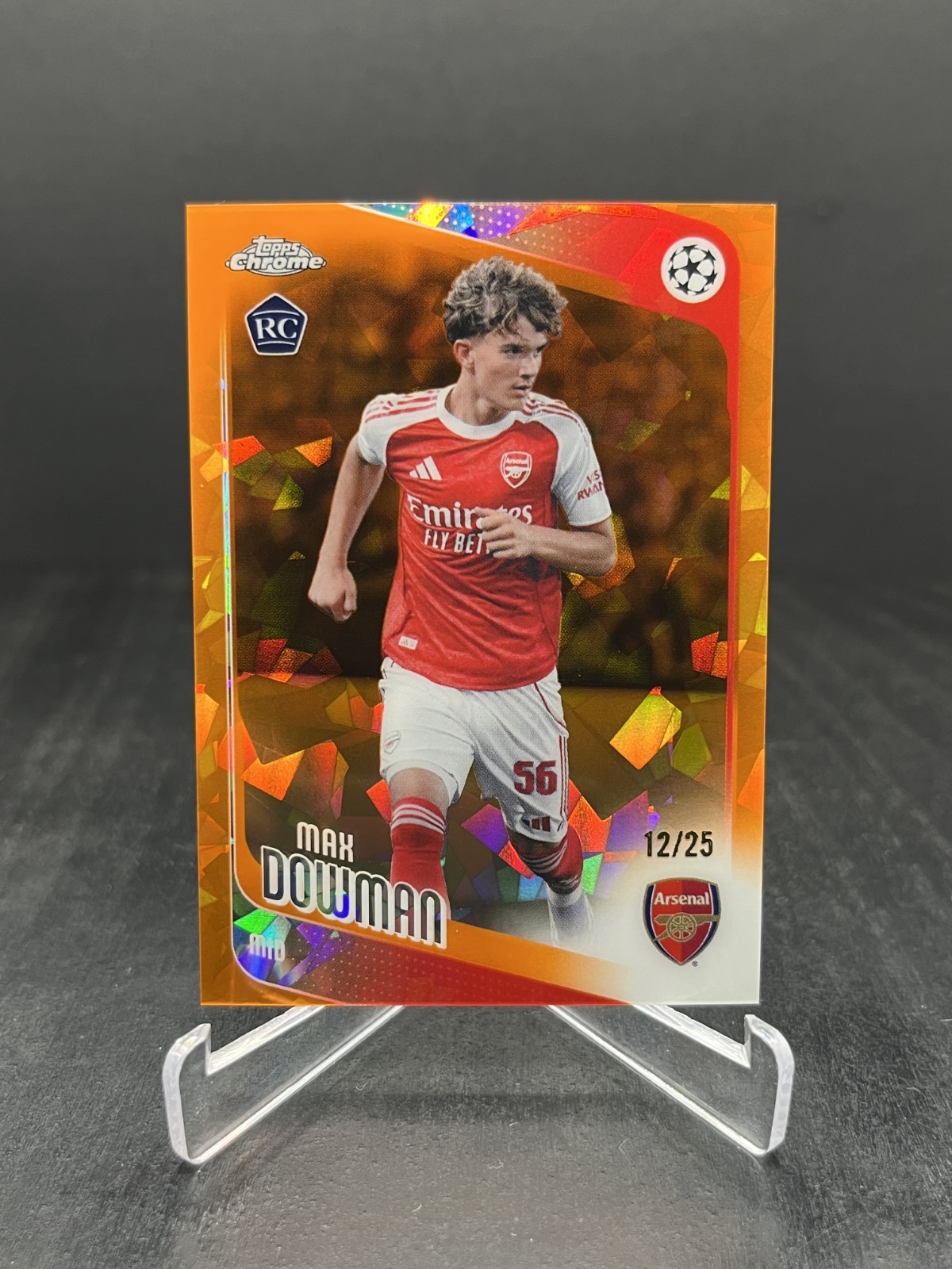 2025-26 Topps Chrome Sapphire UCC Soccer Max Dowman RC Rookie Orange 12/25 #57