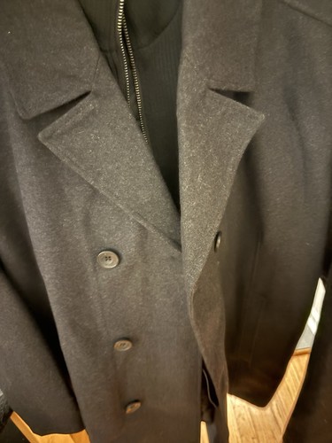 Kenneth Cole Men's Double Breasted Wool Peacoat w/ Attached Rib Knit Bib 2XL New - Picture 3 of 8