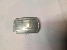 Vtg Art Deco Belt Buckle Made in USA Engine Turned Silver Tone Monogram Plate