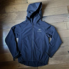 Arc'teryx Gamma MX Hoody Jacket MEDIUM Full Zip Softshell Fleece Lined Navy Blue